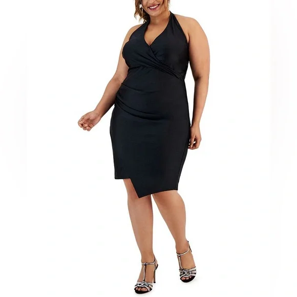 slim fit dress slacks Plus Size Haltered Double Flare Dress main image 1